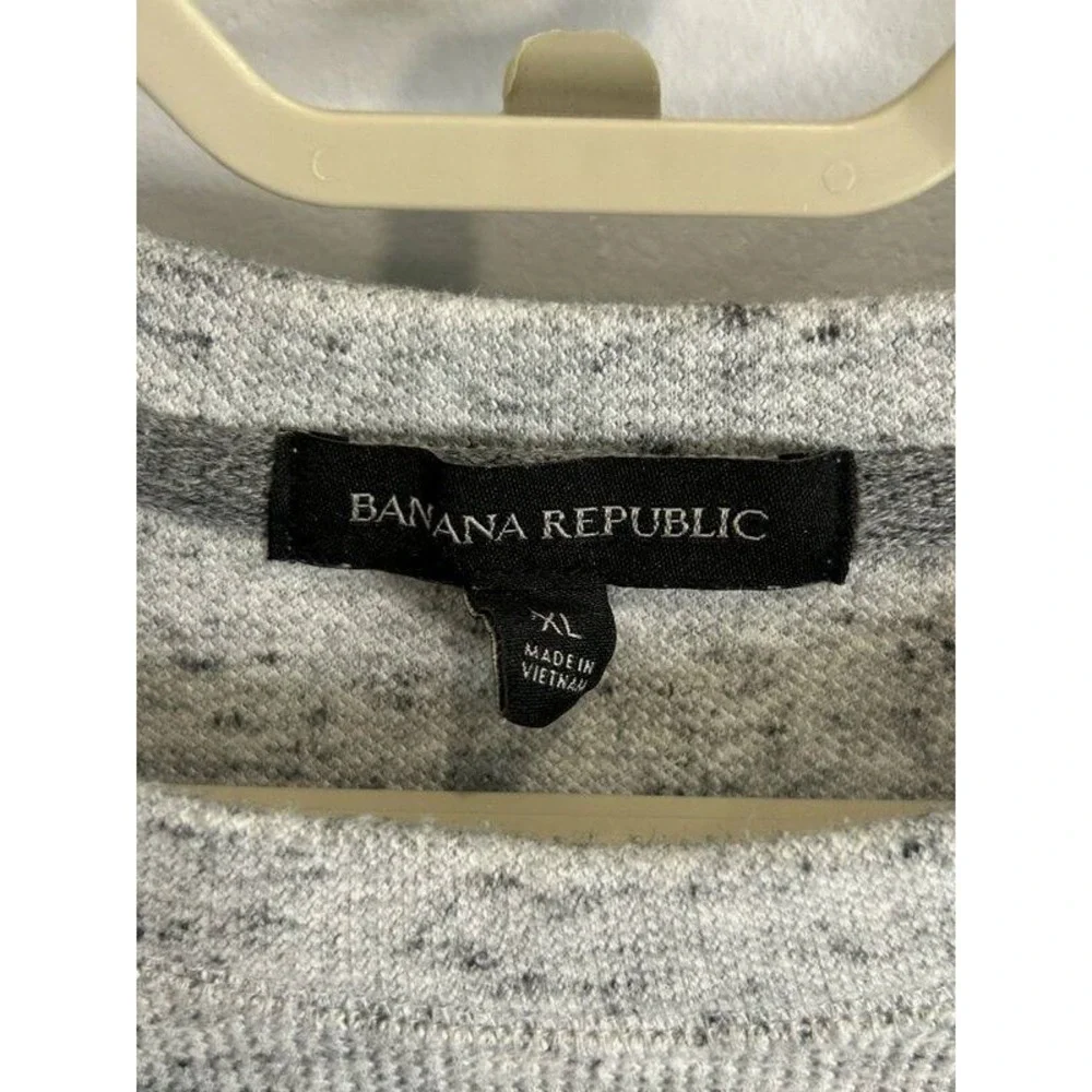 Banana Republic Gray Textured Heather Print Raglan Sweatshirt Mens Size XL